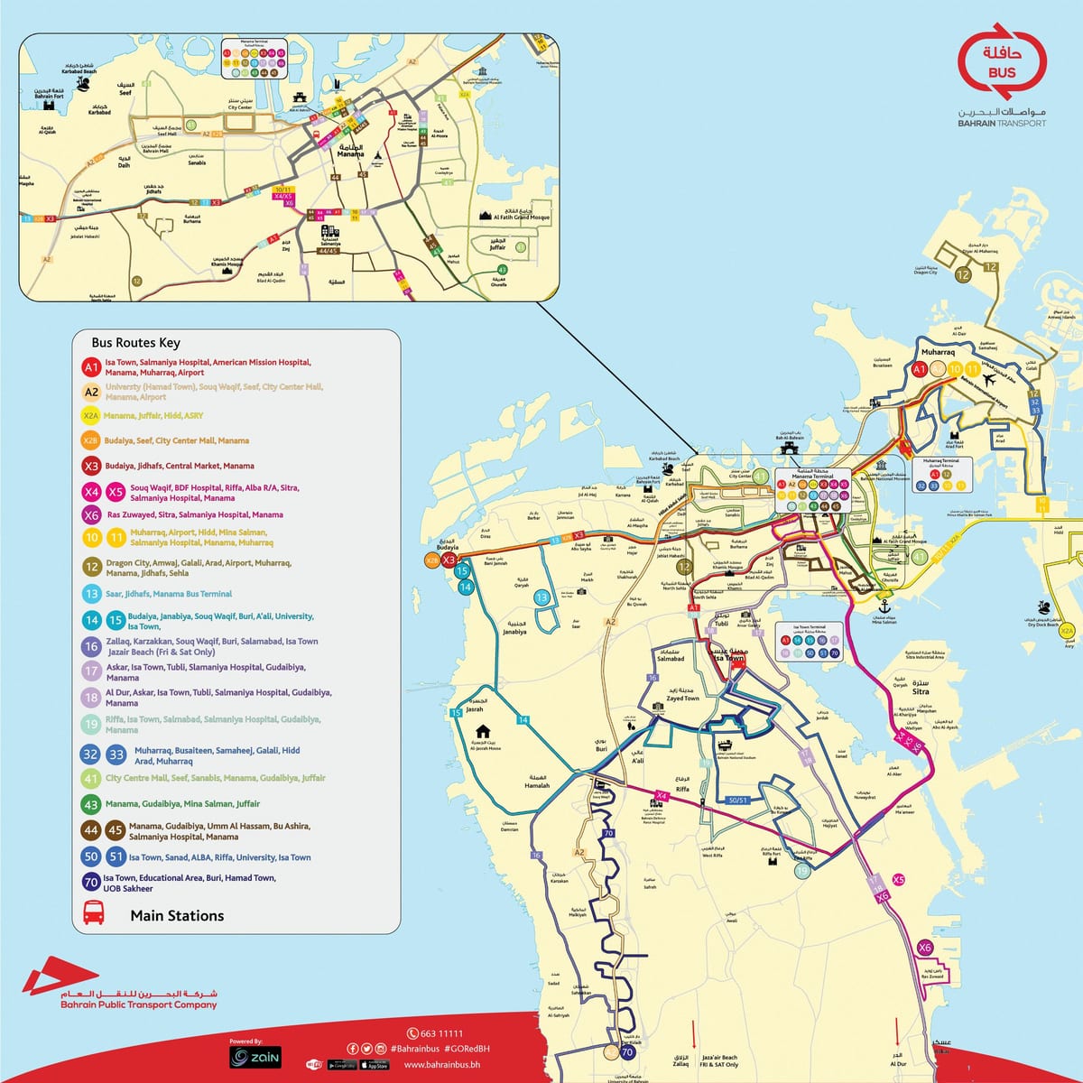 mapa de Bahrein autobús
