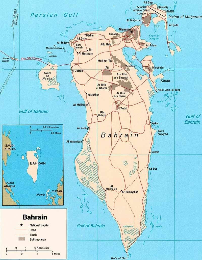 mapa de Bahrein estrada mapa localizador