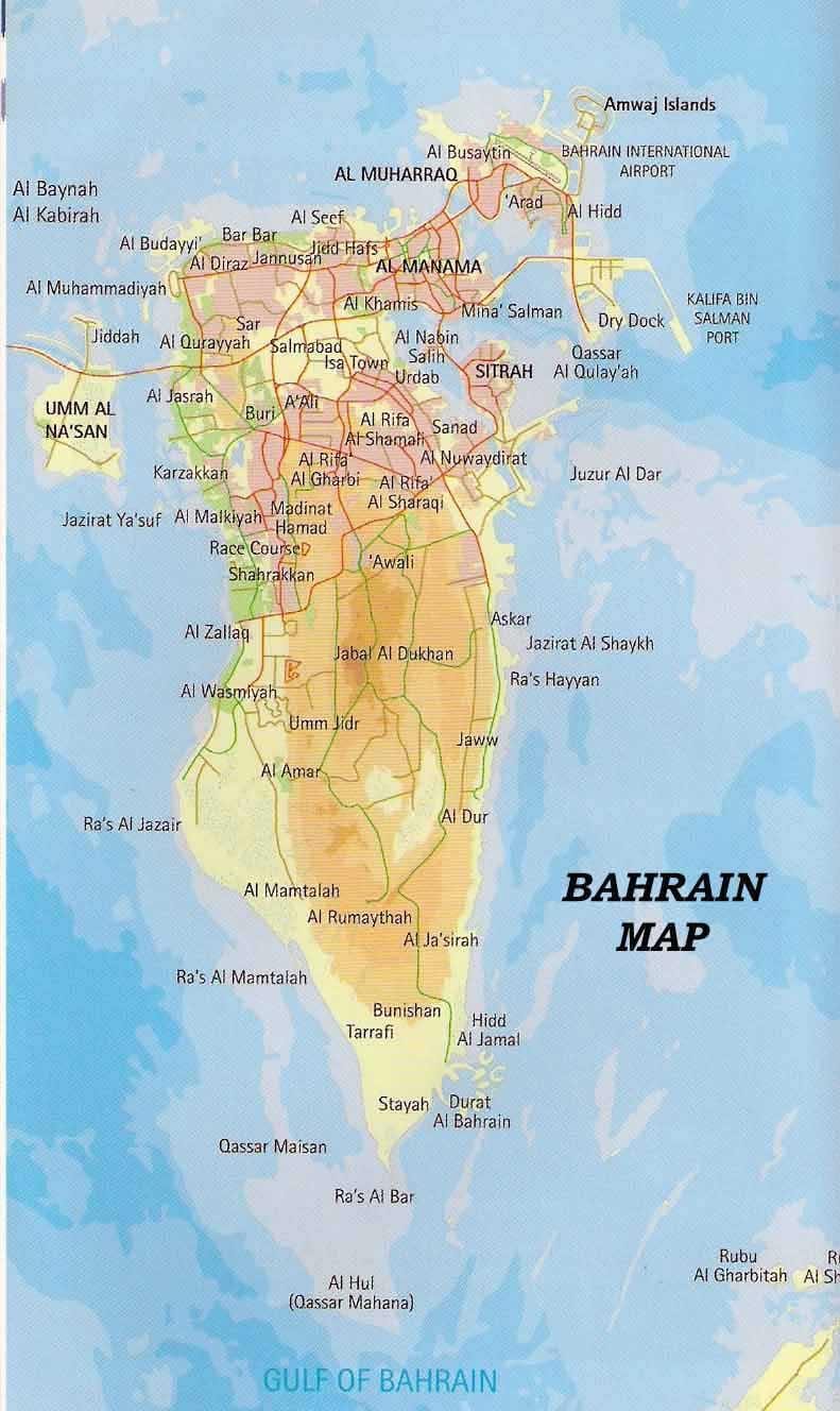 Bahrain mapa cos lugares