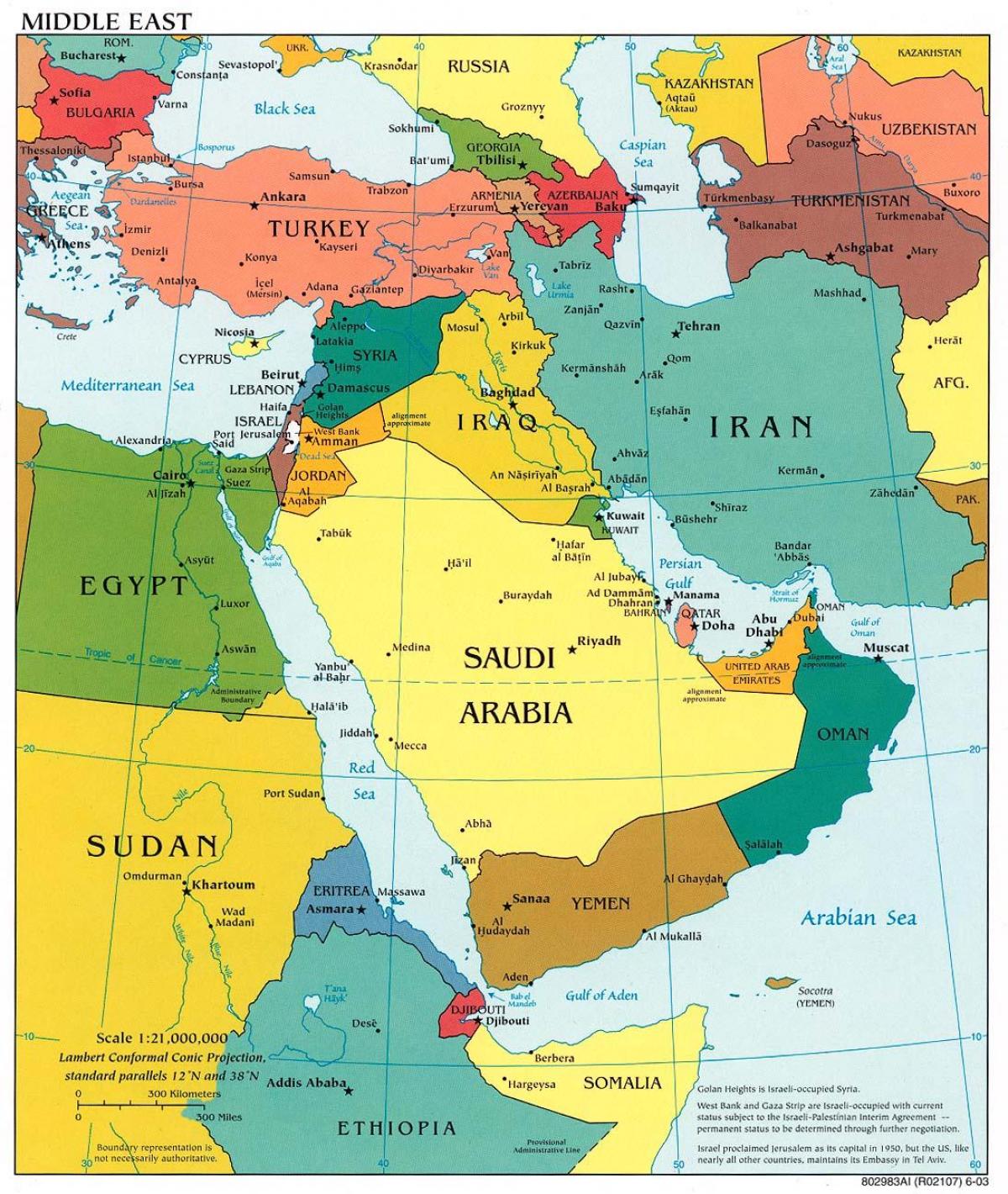 Bahrain en oriente medio mapa