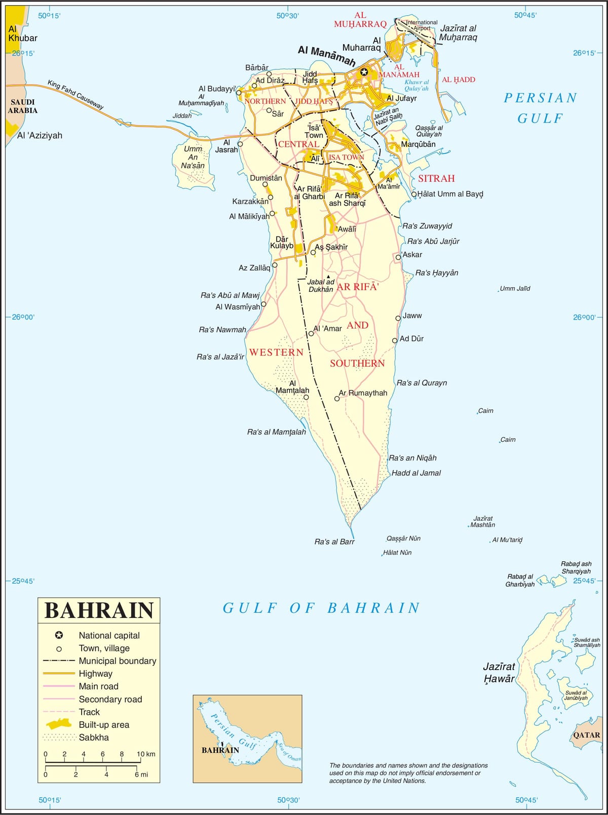 Bahrain mapa político