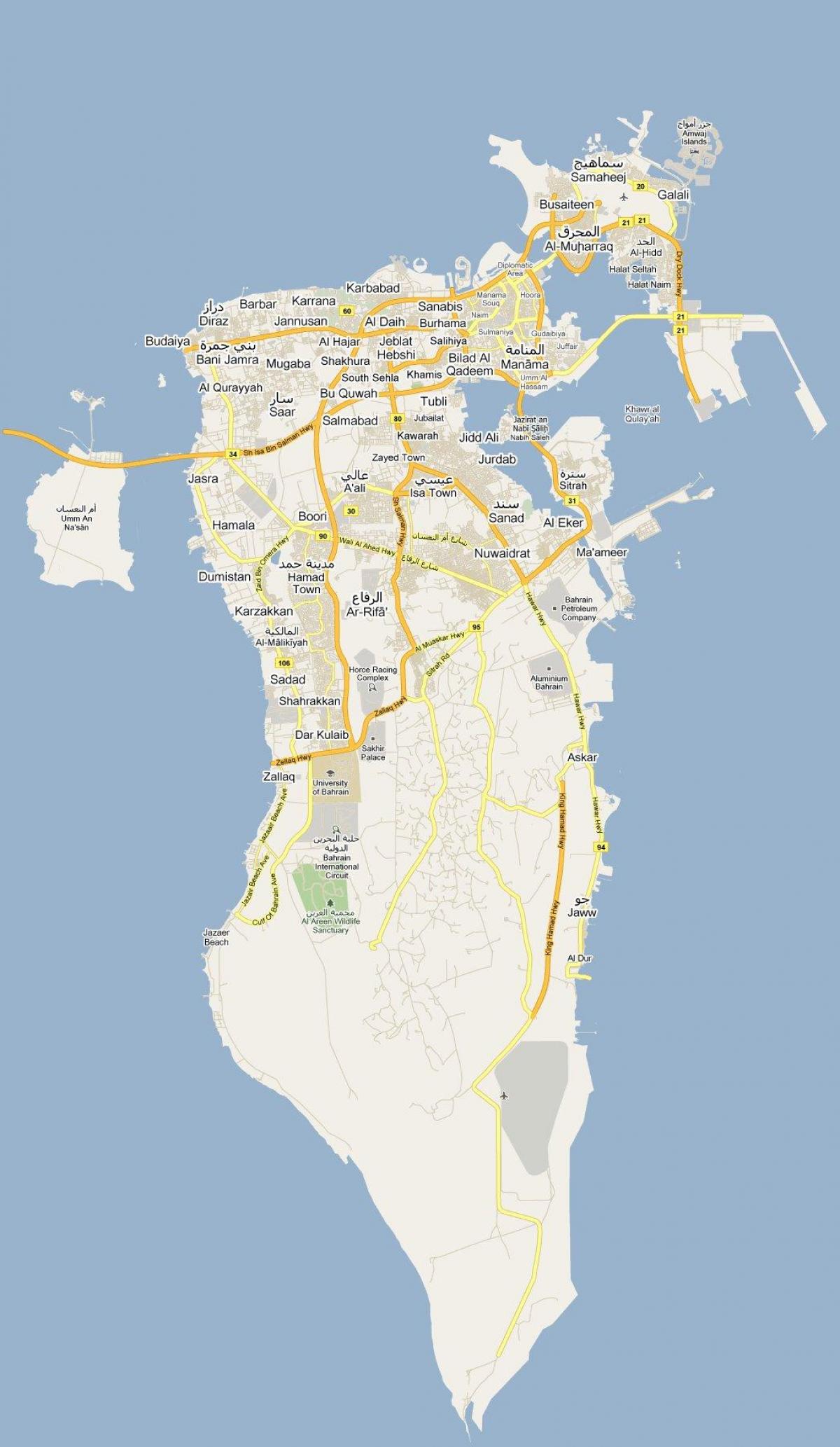 mapa de rúa mapa de Bahrein