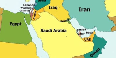 Mapa de Bahrein e área circundante